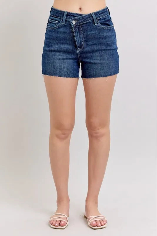 Judy Blue High Waist Criss-Cross Waistband Denim Shorts - Sydney So Sweet