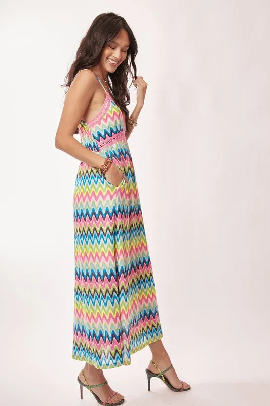 Davi & Dani Multi Color Crochet Lace Midi Dress - Sydney So Sweet