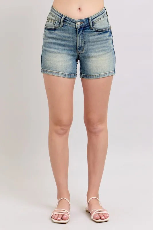 Judy Blue V-Front Vintage Wash Shorts - Sydney So Sweet