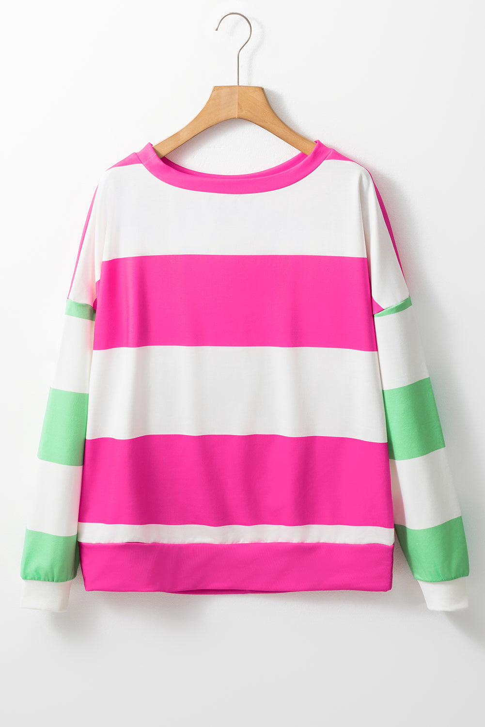 Contrast Color Block Round Neck Long Sleeve Top - Sydney So Sweet