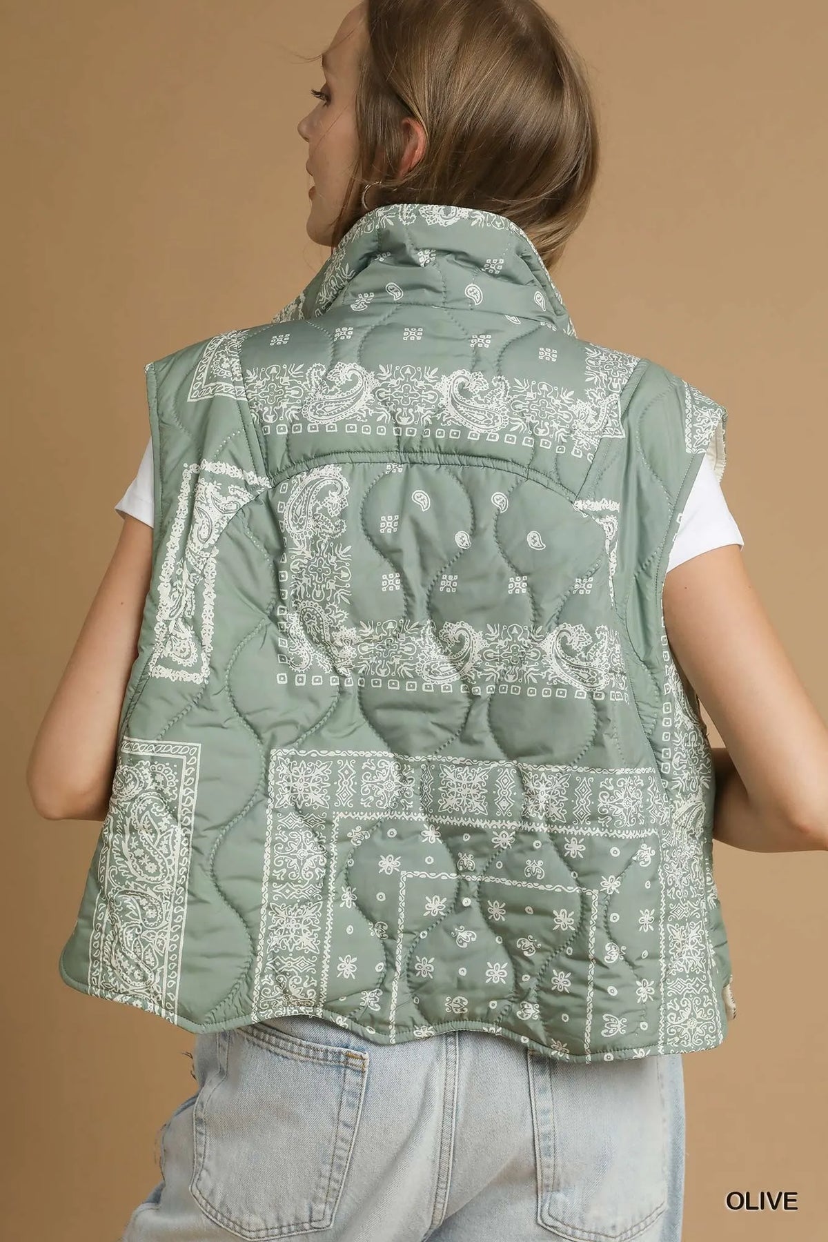 Umgee Bandana Print Quilted Puffer Vest - Sydney So Sweet