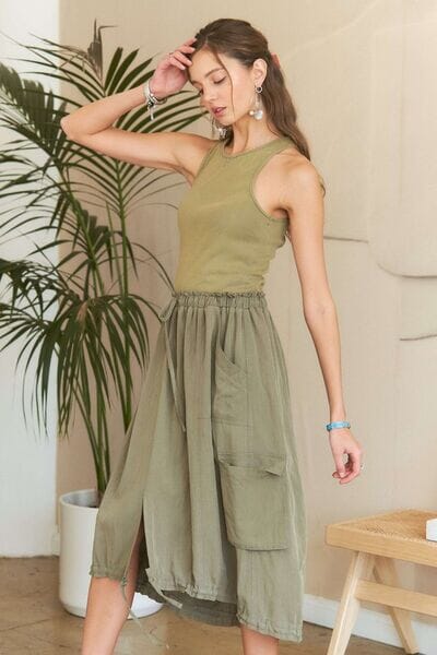 ADORA Drawstring Sleeveless Washed Dress - Sydney So Sweet