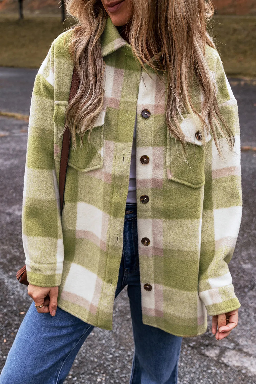 Plaid Button Up Long Sleeve Jacket - Sydney So Sweet