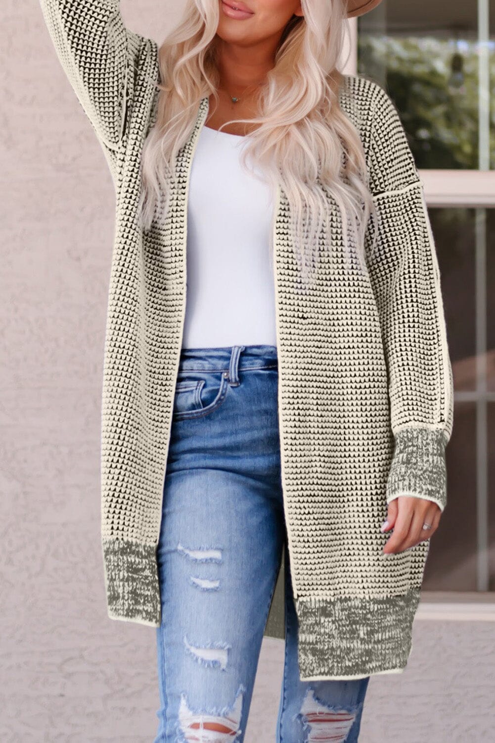 Woven Right Heathered Open Front Longline Cardigan - Sydney So Sweet