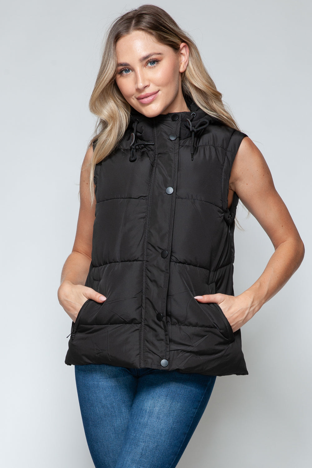 Snobbish Snap and Zip Closure Hooded Vest - Sydney So Sweet