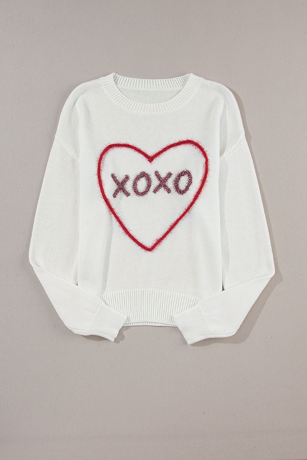 XOXO Round Neck Drop Shoulder Sweater - Sydney So Sweet