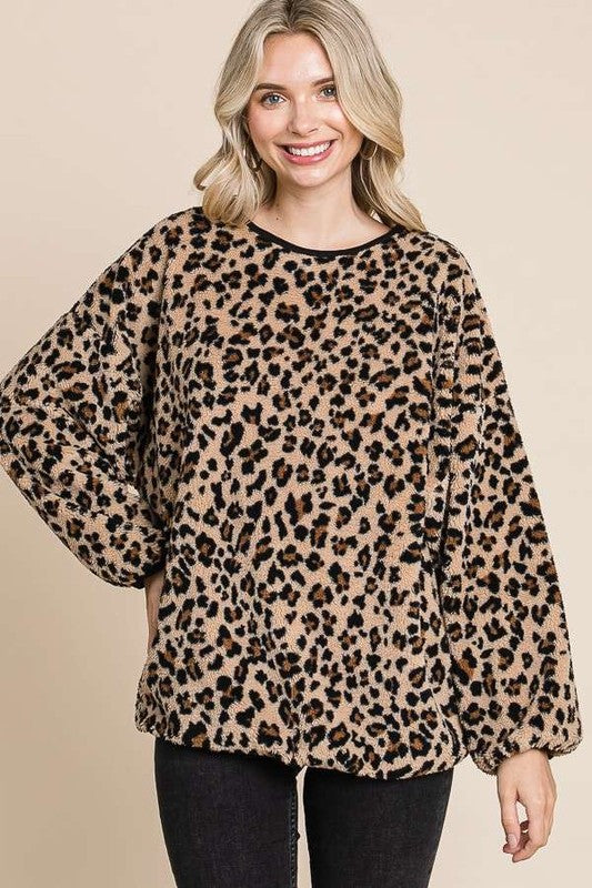 Culture Code Leopard Faux Fur Round Neck Top - Sydney So Sweet