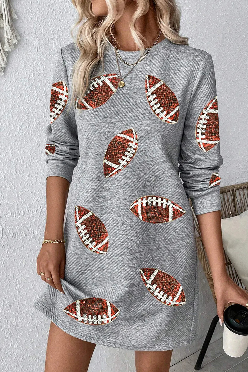 Sequin Football Long Sleeve Mini Dress - Sydney So Sweet