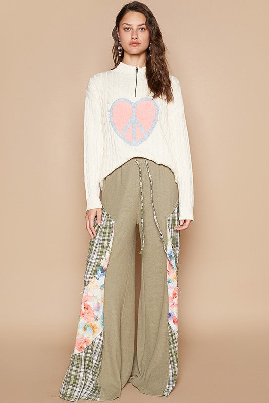 POL Cable-Knit Peace Patch Dropped Shoulder Sweater - Sydney So Sweet