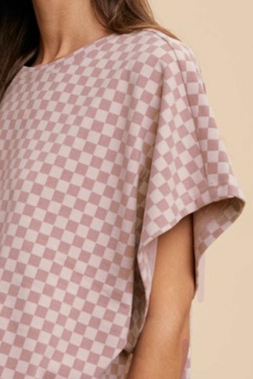 Annie Wear Checkered Round Neck Short Sleeve T-Shirt - Sydney So Sweet