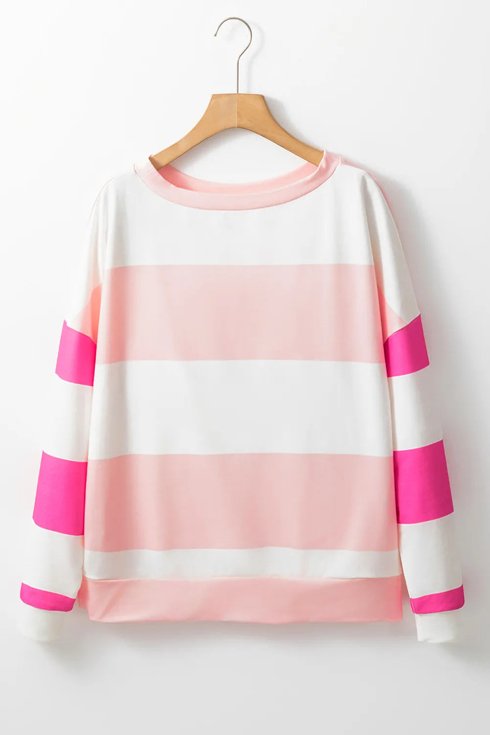 Contrast Color Block Round Neck Long Sleeve Top - Sydney So Sweet