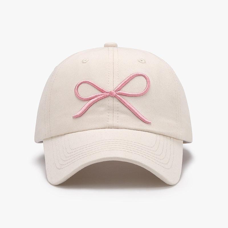 Bow Embroidered Cotton Baseball Cap - Sydney So Sweet