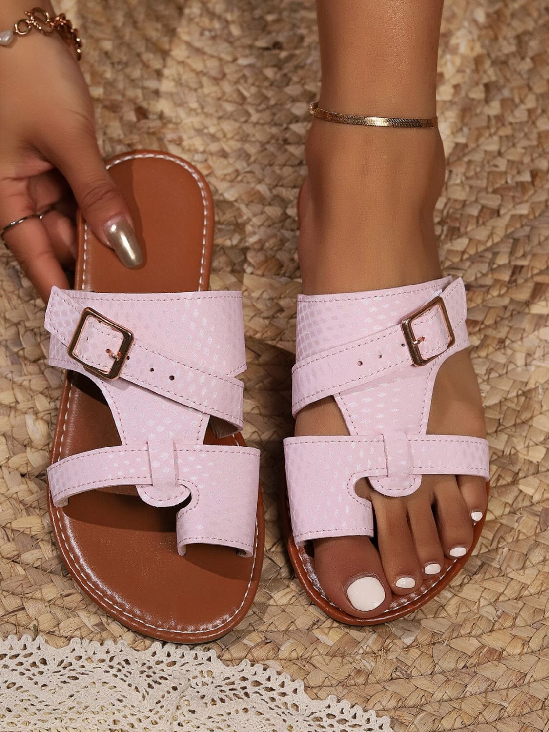 PU Leather Open Toe Sandals - Sydney So Sweet