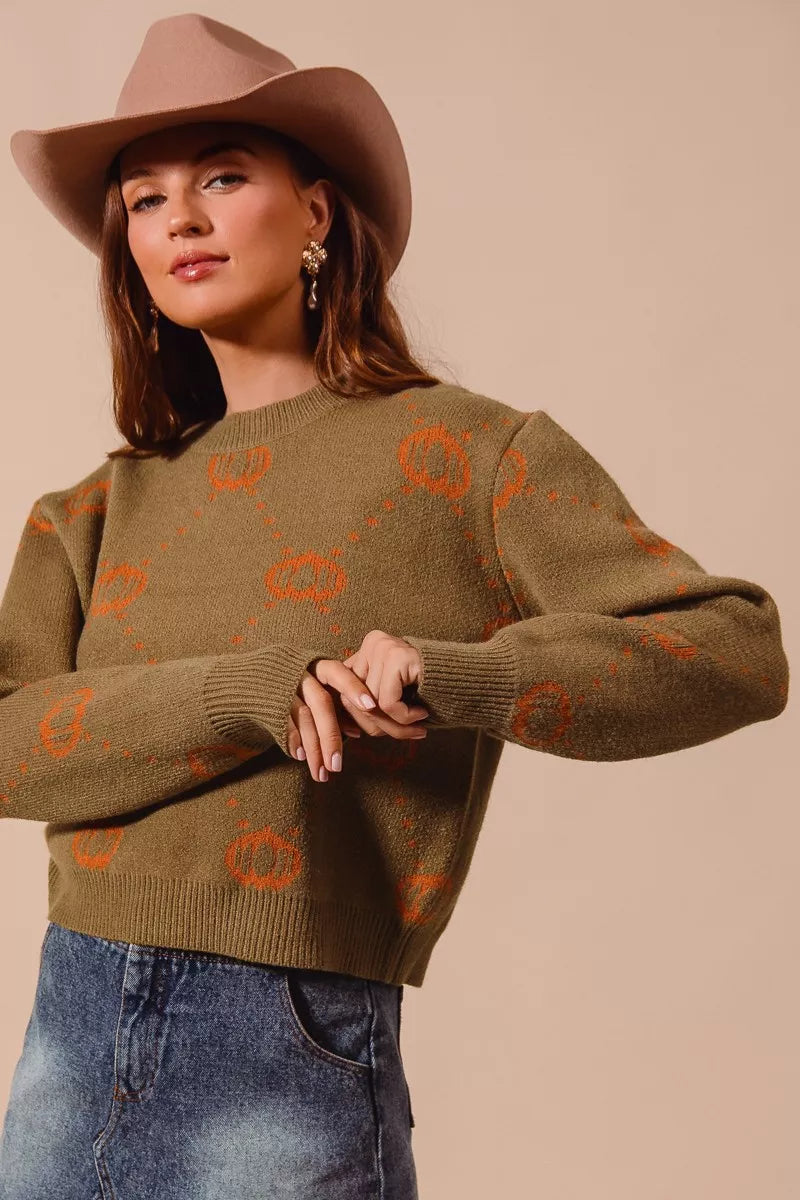 SO ME Pumpkin Rhombus Halloween Thanksgiving Sweater - Sydney So Sweet