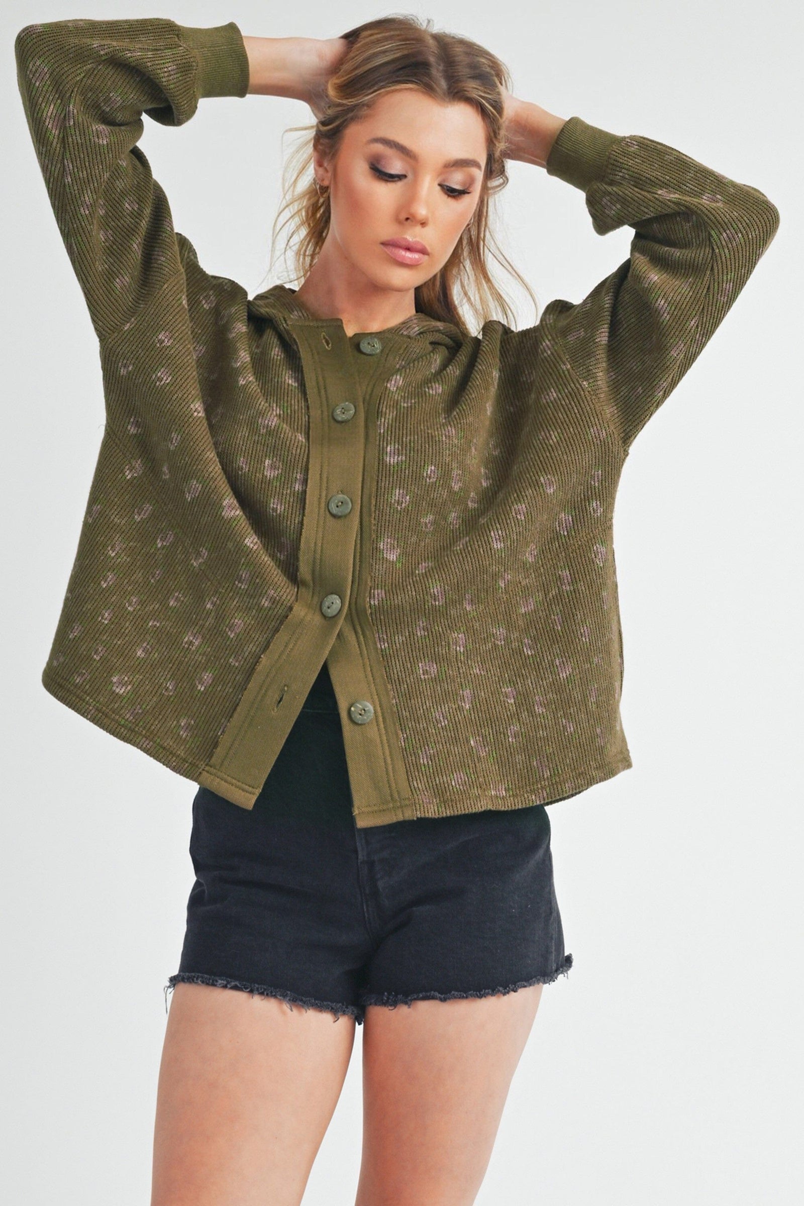Aemi + Co Floral Button Up Hooded Jacket - Sydney So Sweet
