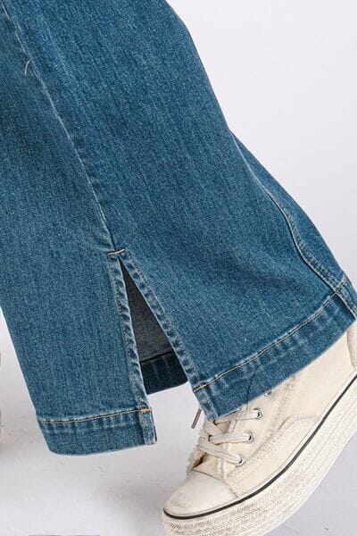 Mittoshop Medium Wash Seam Detail Wide Leg Denim Jeans - Sydney So Sweet
