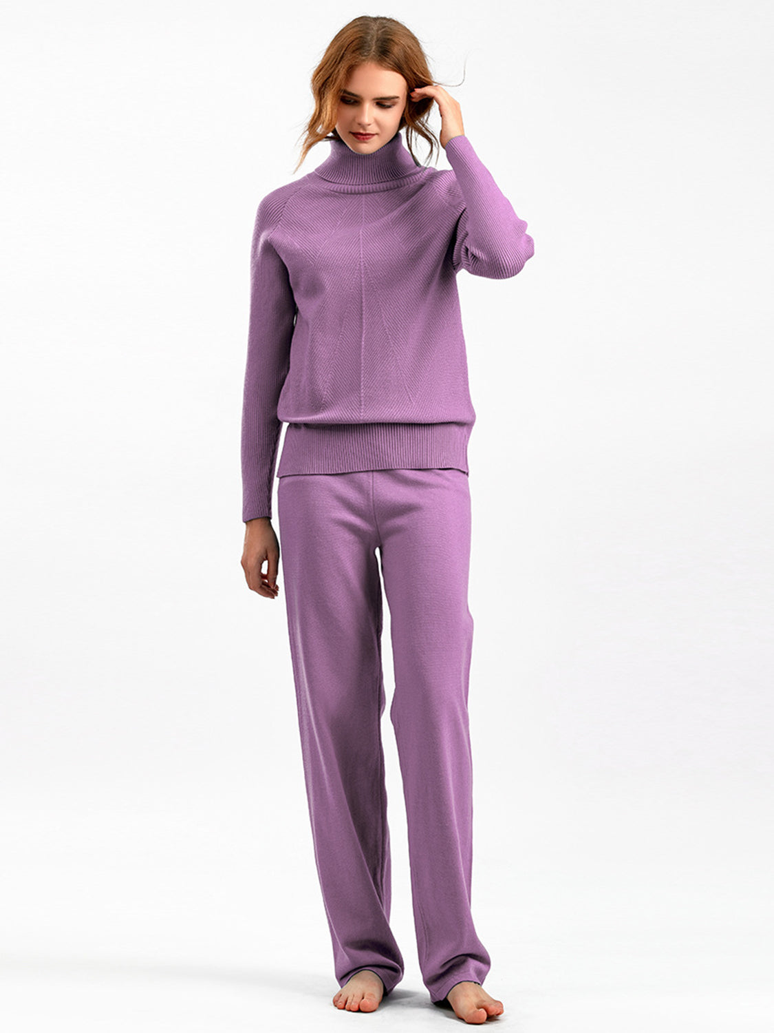 Basic Bae Turtleneck Raglan Sleeve Top and Pants Sweater Set - Sydney So Sweet