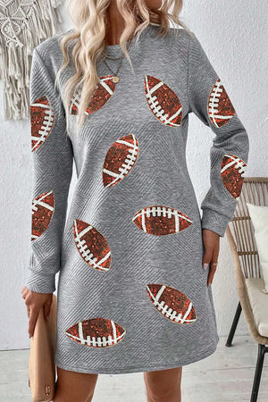 Sequin Football Long Sleeve Mini Dress - Sydney So Sweet