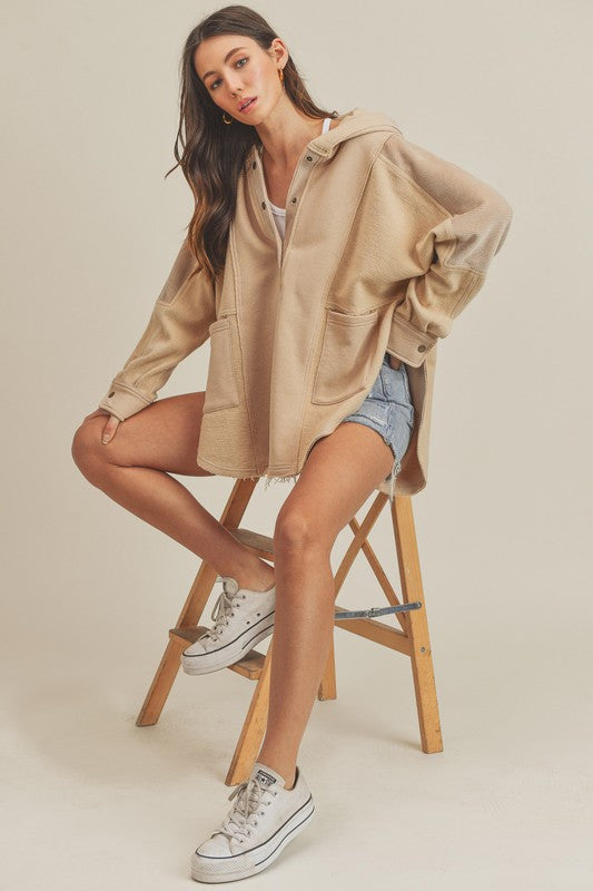 Aemi+Co Slit Half Snap Oversize Hoodie - Sydney So Sweet