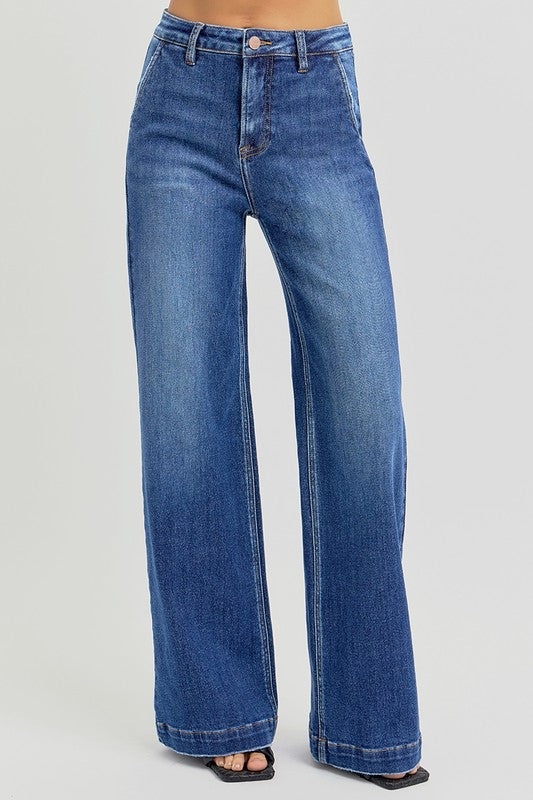 RISEN Full Size High Rise Wide Leg Jeans with Slanted Pockets - Sydney So Sweet