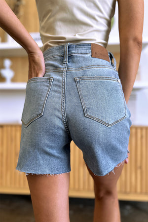 Judy Blue Full Size High Waist Raw Hem Denim Shorts - Sydney So Sweet