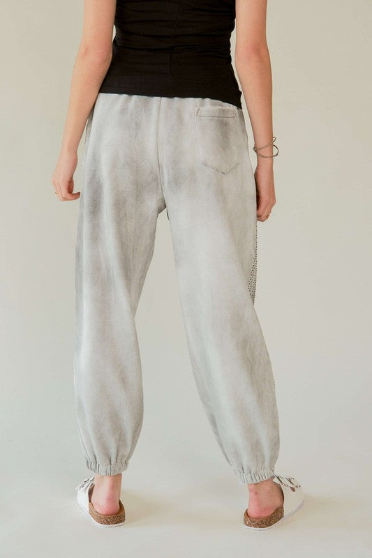 Davi & Dani Rhinestone Elastic Waist Joggers - Sydney So Sweet