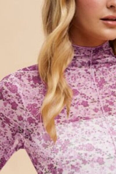 Annie Wear Floral Lettuce Hem Sheer Mesh Top - Sydney So Sweet