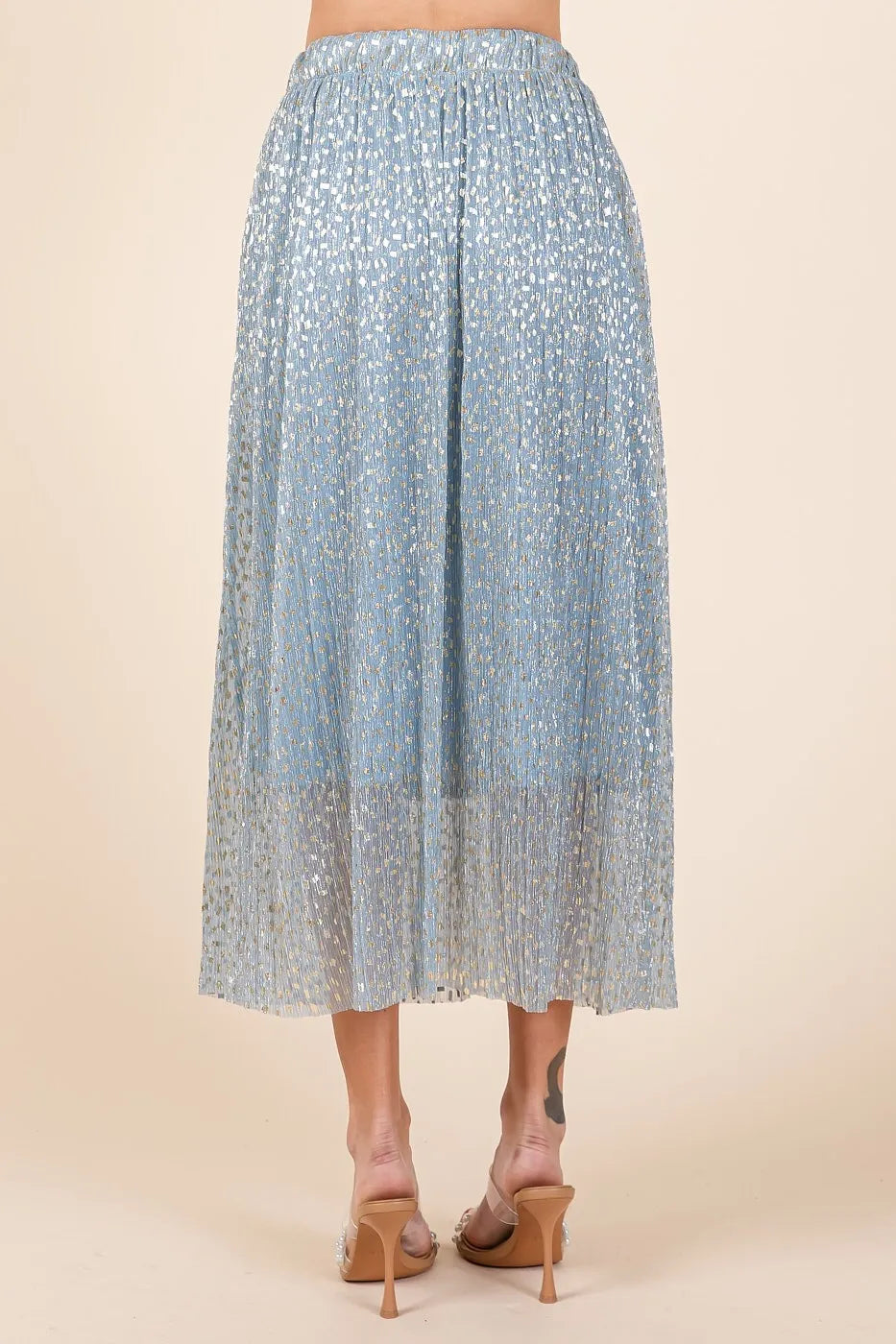 Mittoshop Metallic Glitter Speckle Print Elastic Midi Skirt - Sydney So Sweet