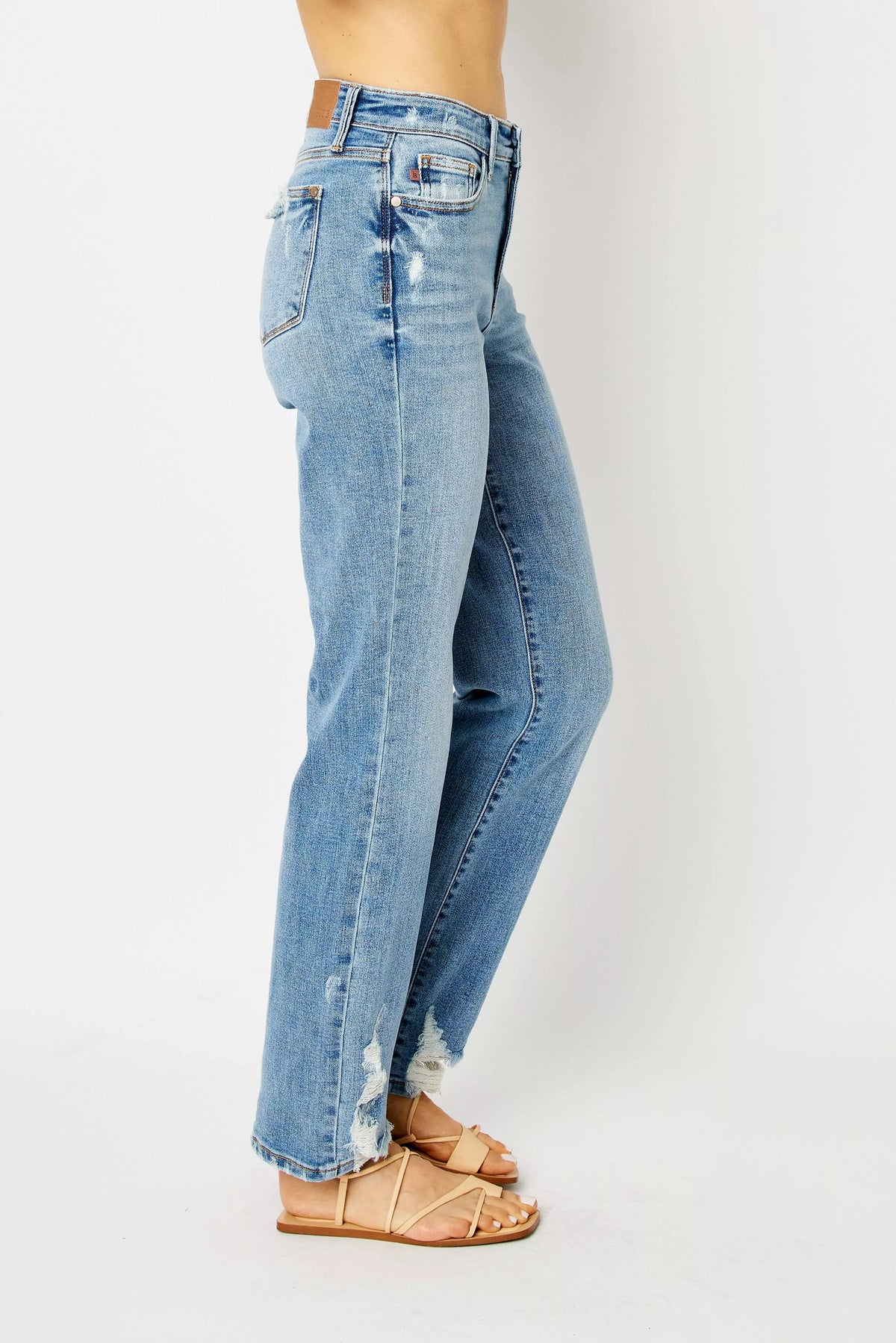Judy Blue Full Size High Waist Straight Jeans with Heavy Destroy Plus Size - Sydney So Sweet