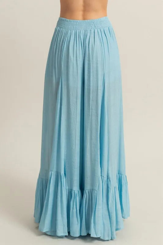 HYFVE High-Waist Ruffle Flared Wide Leg Pants - Sydney So Sweet