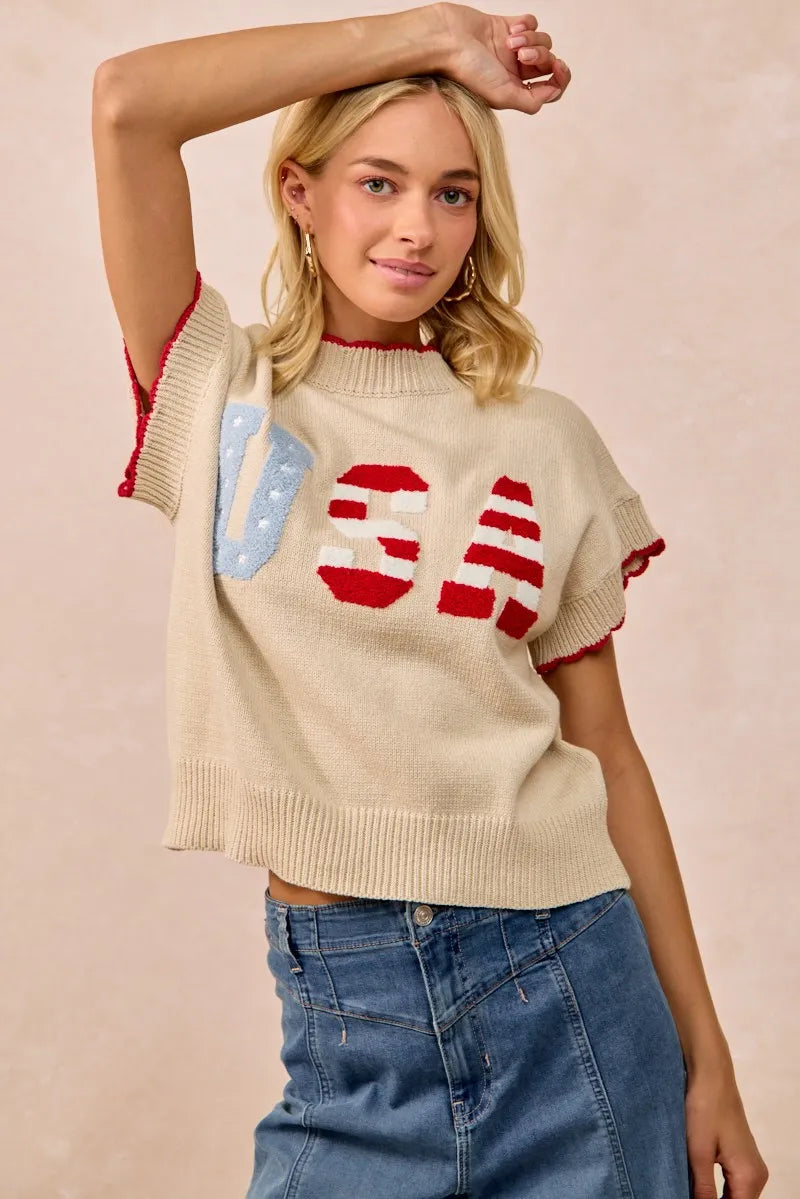 BiBi USA Patchwork Sweater Vest Top With Contrast Detail - Sydney So Sweet