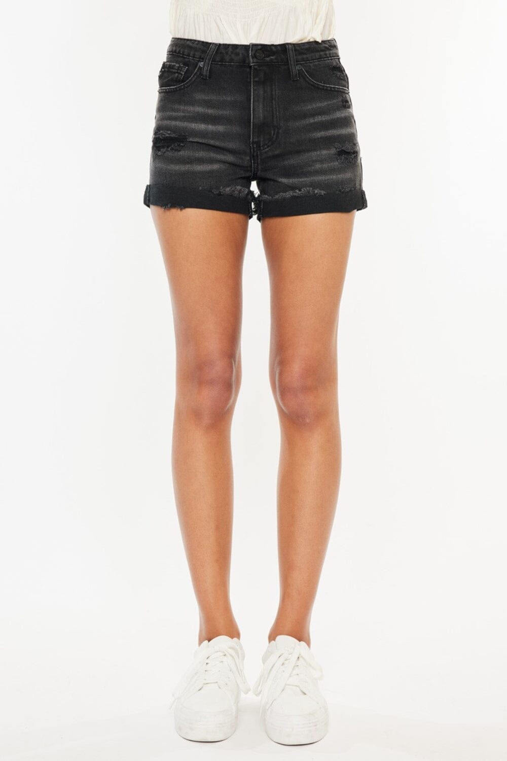 Kancan High Waist Distressed Denim Shorts - Sydney So Sweet