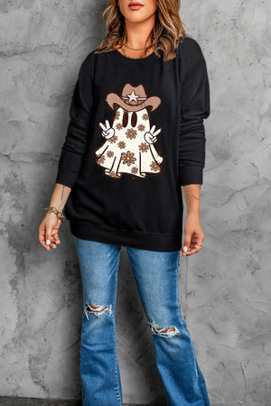 Howdy Boo Ghost Women's Graphic Long Sleeve Sweatshirt - Sydney So Sweet