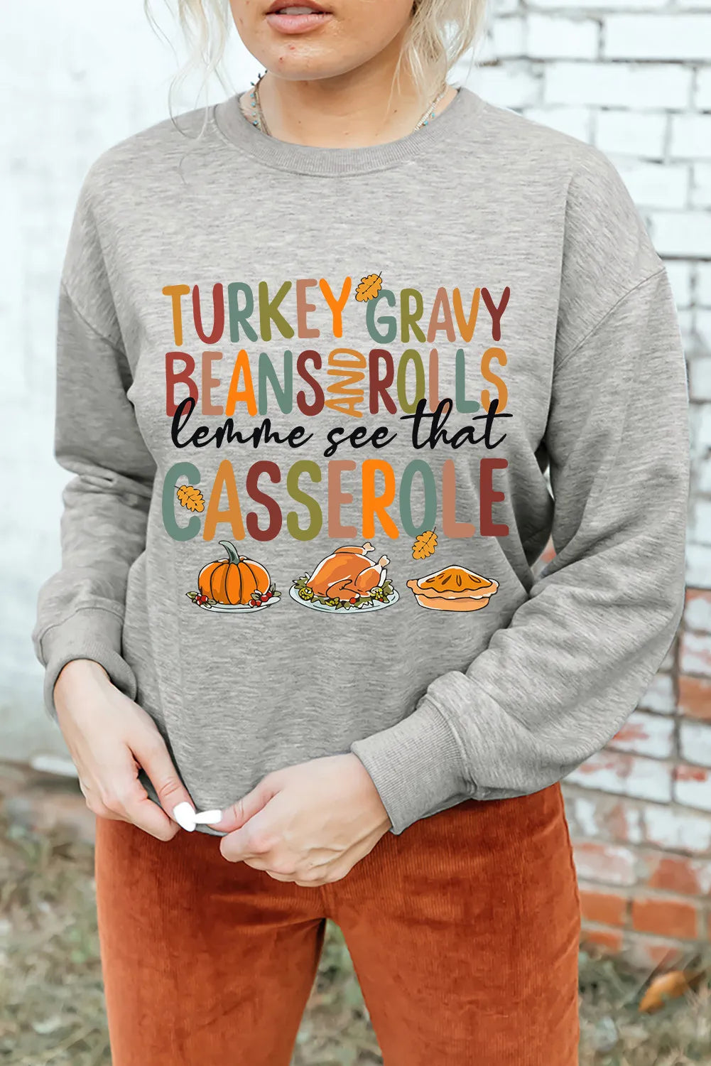 Turkey Gravy Casserole Long Sleeve Women&#39;s Graphic Sweatshirt - Sydney So Sweet