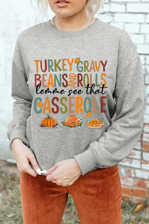 Turkey Gravy Casserole Long Sleeve Women's Graphic Sweatshirt - Sydney So Sweet