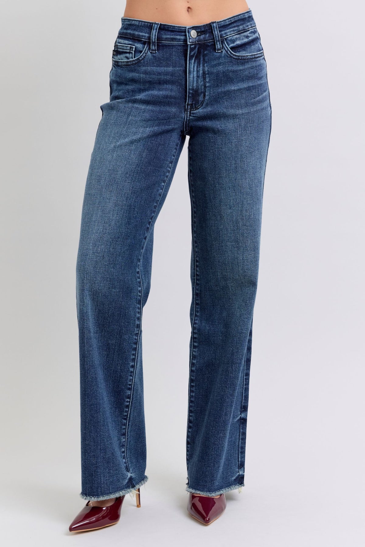 Judy Blue Full Size Raw Hem Mid Rise Jeans - Sydney So Sweet