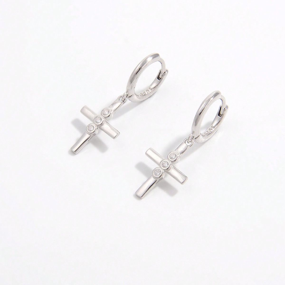 925 Sterling Silver Zircon Cross Earrings - Sydney So Sweet