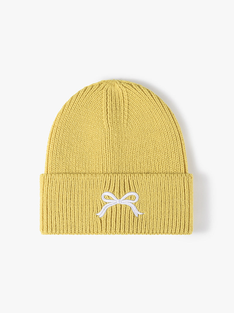 Embroidered Bow Knit Beanie Hat - Sydney So Sweet