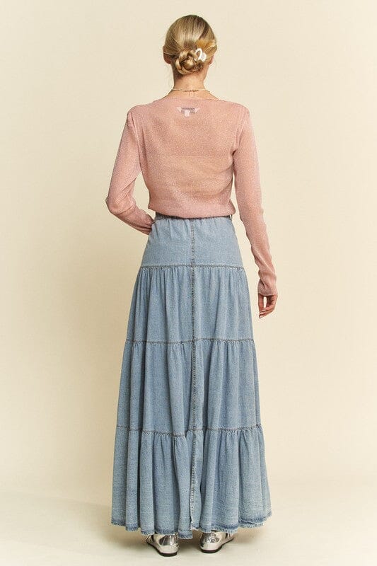 Davi & Dani Glitter Mesh Lettuce Hem Long Sleeve Top - Sydney So Sweet