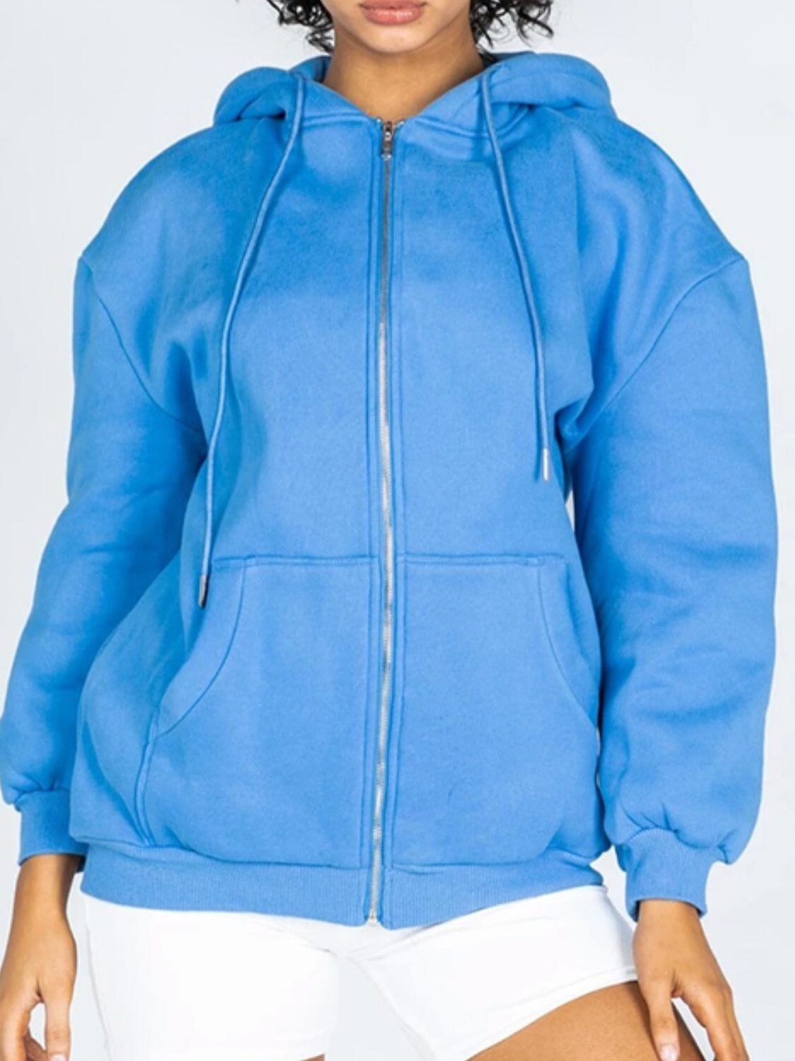 Zip-Up Drawstring Hoodie - Sydney So Sweet