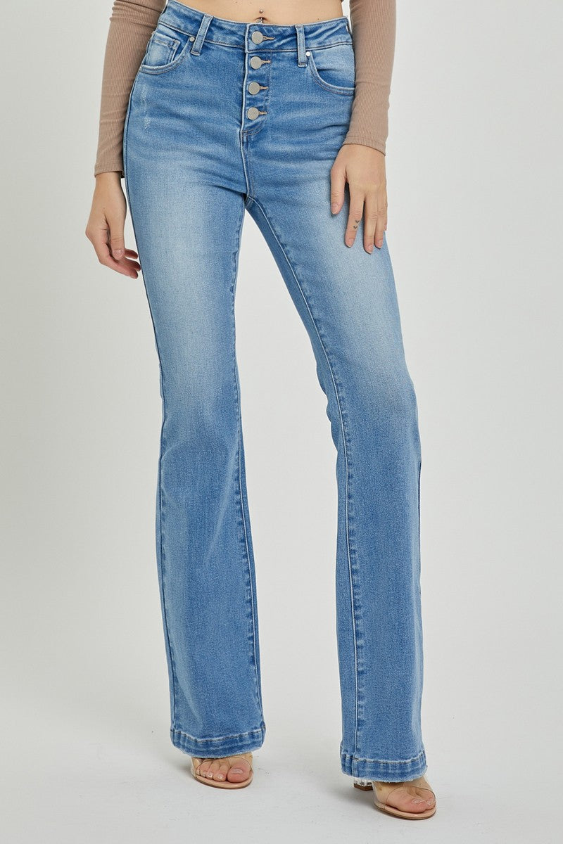 RISEN Full Size High Rise Button Fly Bootcut Jeans - Sydney So Sweet