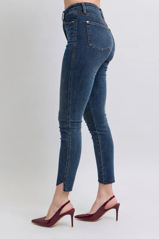 Judy Blue Full Size High Waist Tummy Control Step Hem Skinny Jeans Plus Size - Sydney So Sweet