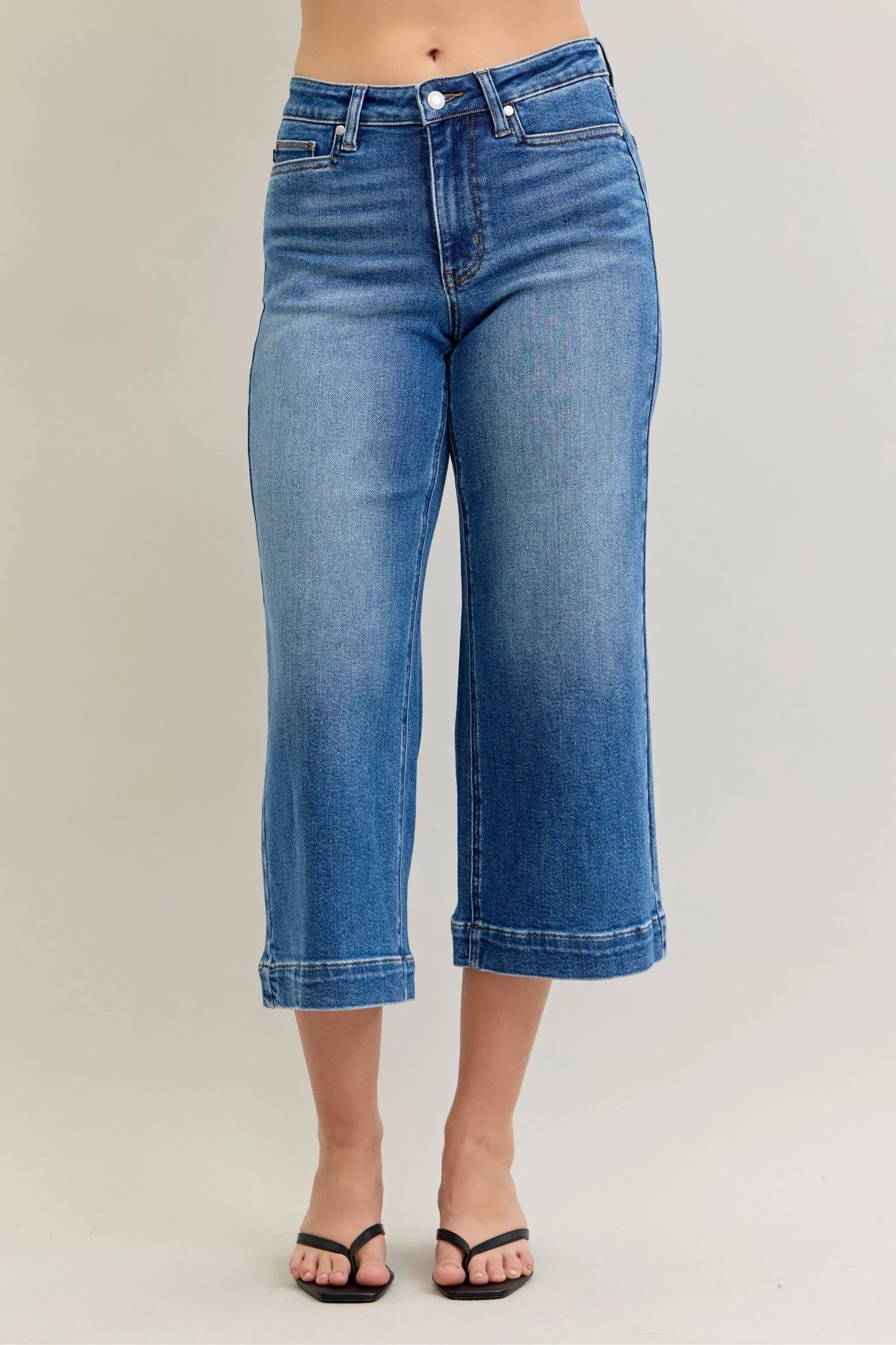 Judy Blue Mid Rise Crop Wide Leg Jeans - Sydney So Sweet