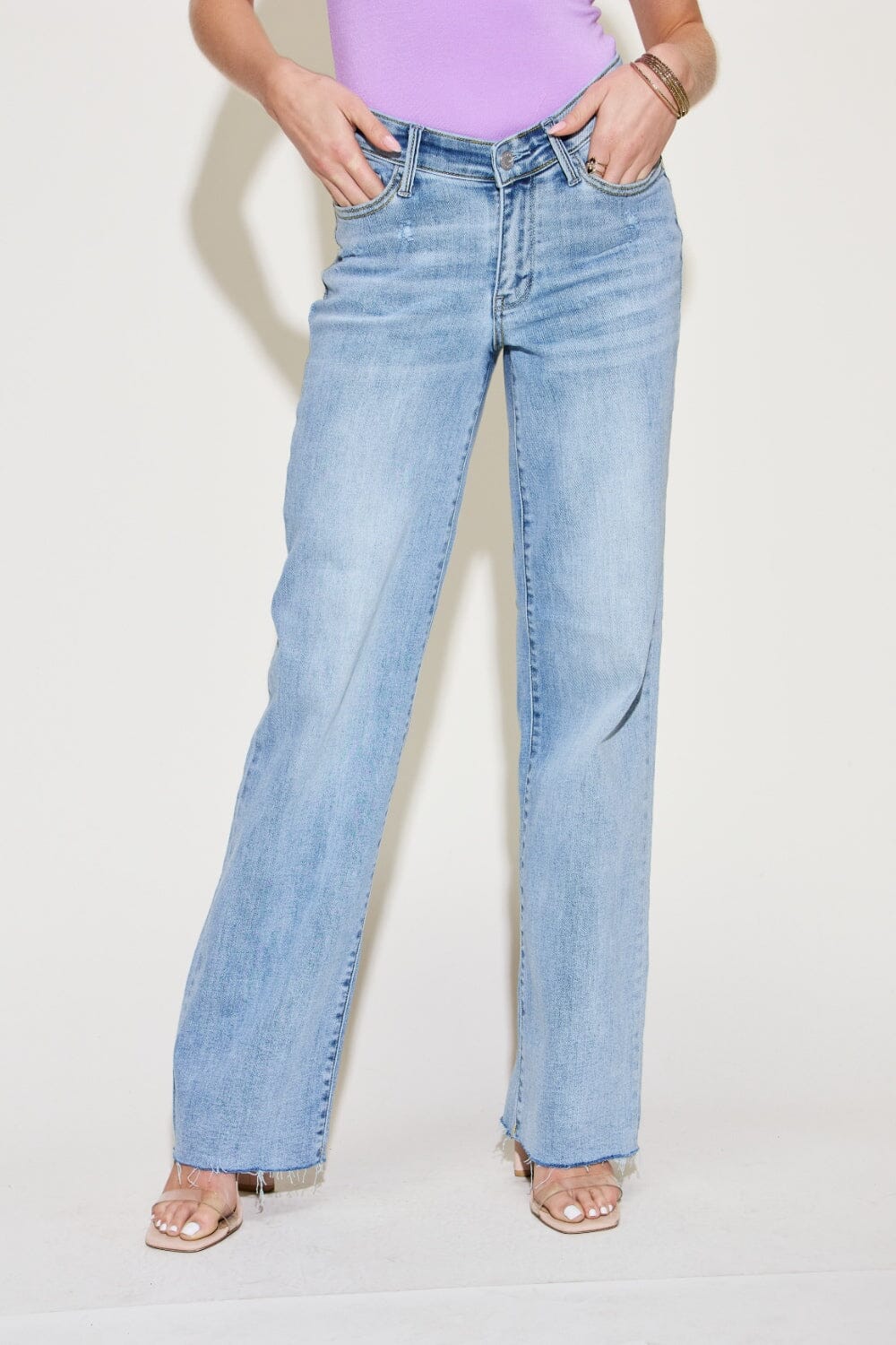 Judy Blue Full Size V Front Waistband Straight Jeans - Sydney So Sweet