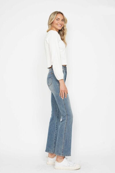 Judy Blue Full Size Tummy Control Back Embroidered Pocketed Bootcut Jeans Plus Size - Sydney So Sweet