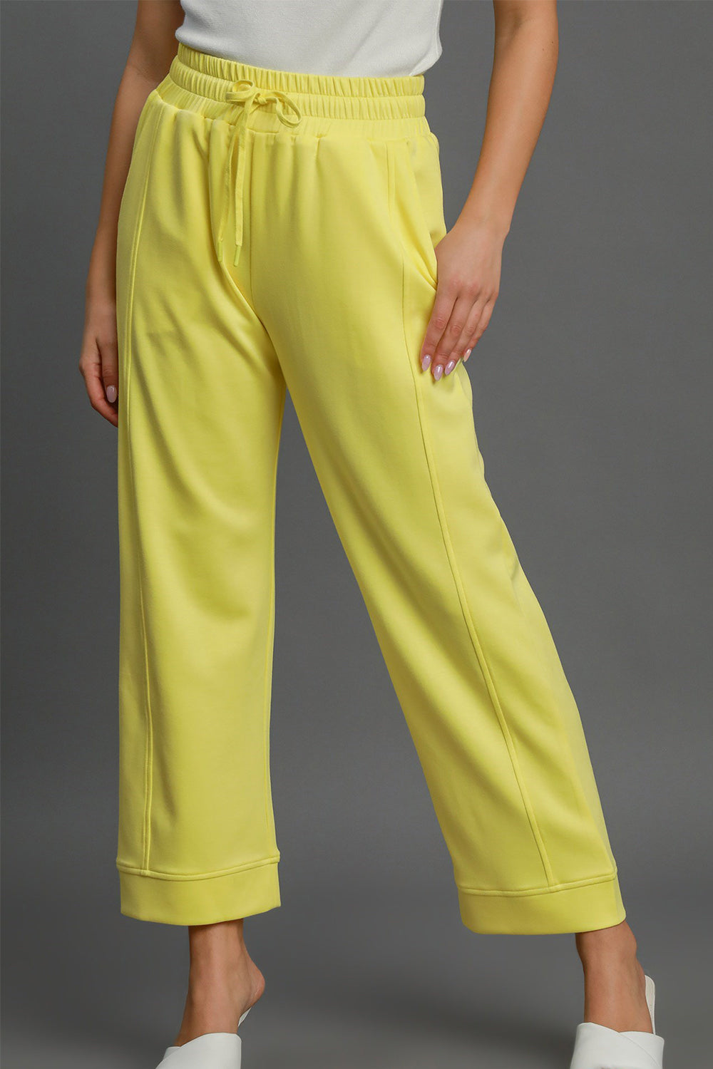 Umgee Drawstring Elastic Waist Wide Leg Pants - Sydney So Sweet