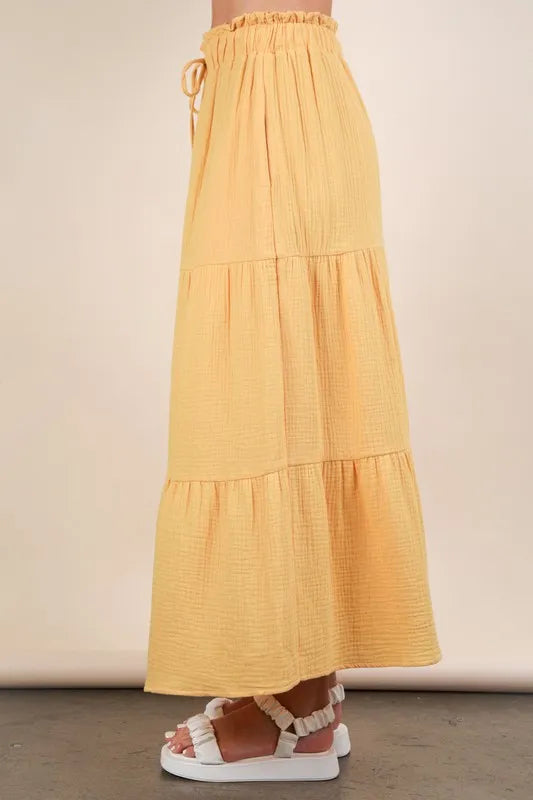 VERY J Elastic Waist Tiered Maxi Skirt - Sydney So Sweet