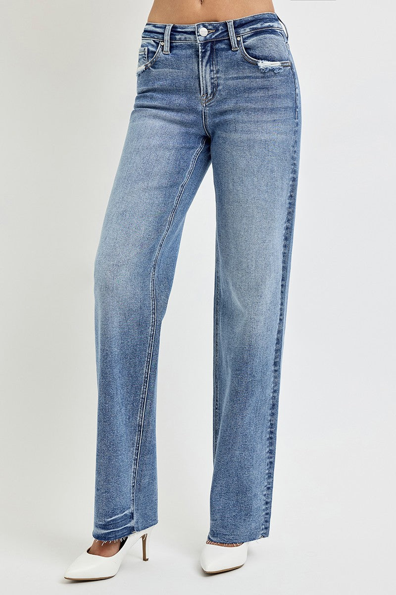 RISEN Full Size High Rise Straight Leg Jeans with Pockets - Sydney So Sweet