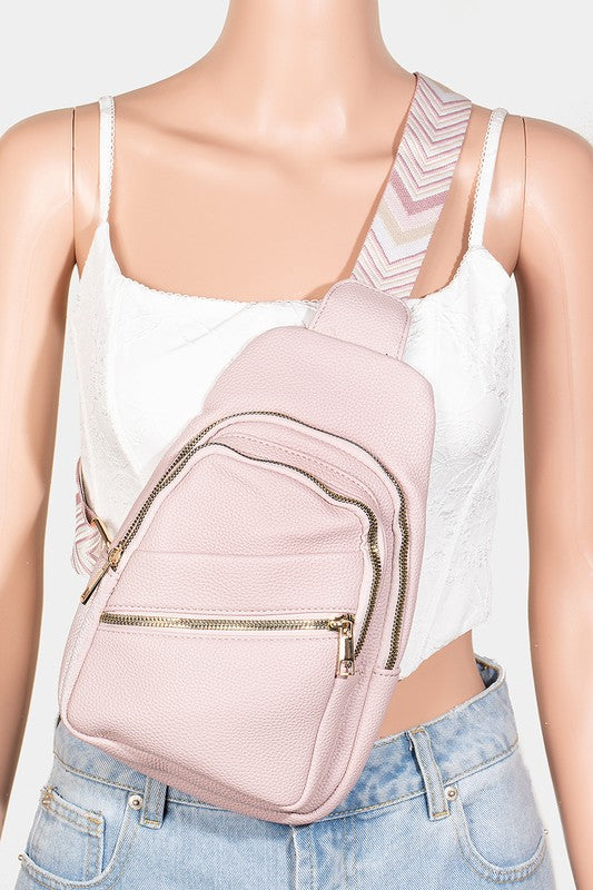 Fame PU Leather Chevron Strap Crossbody Bag - Sydney So Sweet