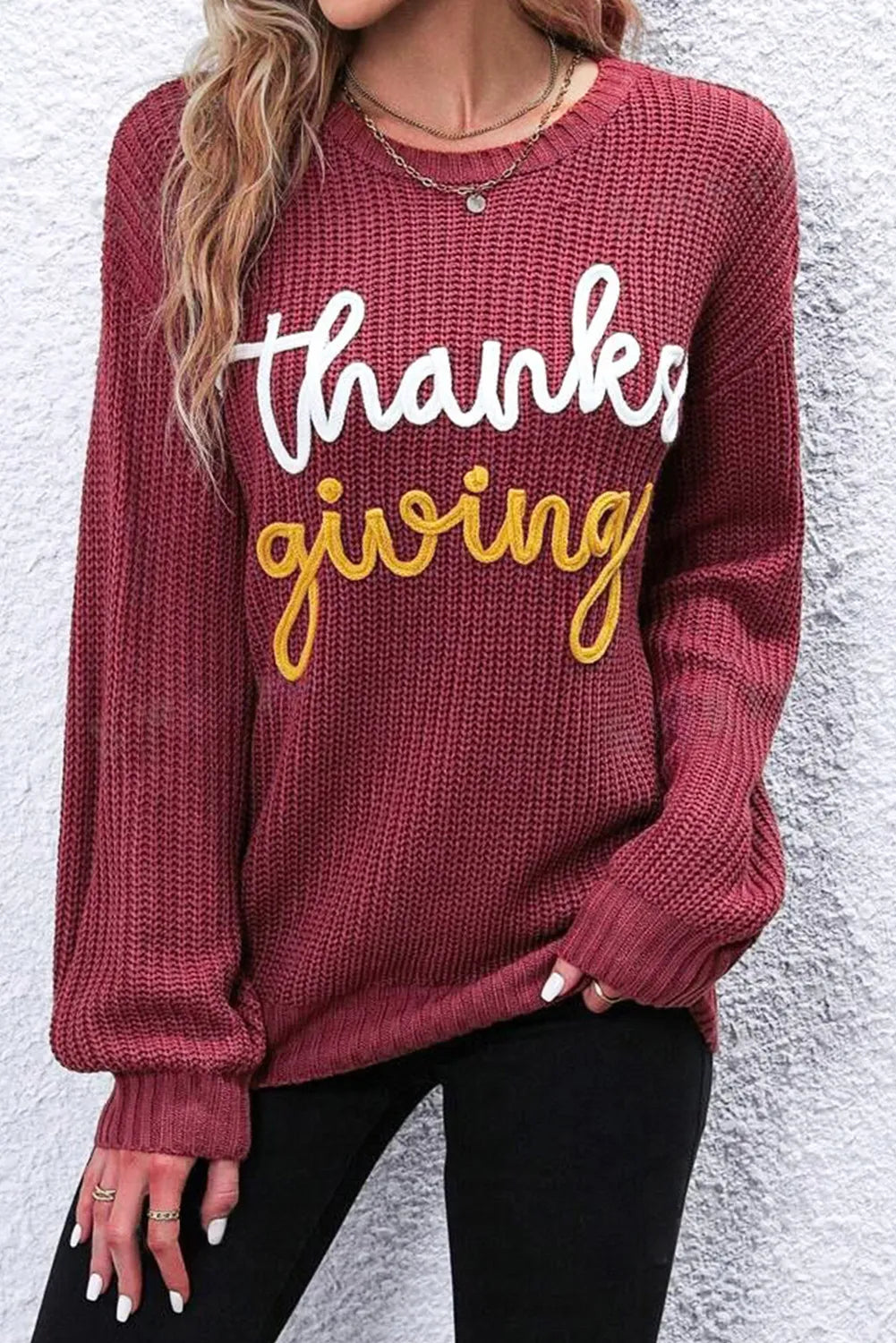 THANKSGIVING Round Neck Long Sleeve Sweater - Sydney So Sweet